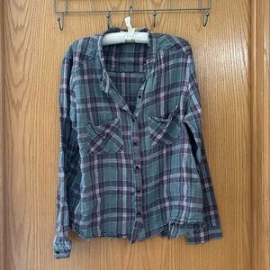 Gilded Intent Frayed Button Down- Size XL